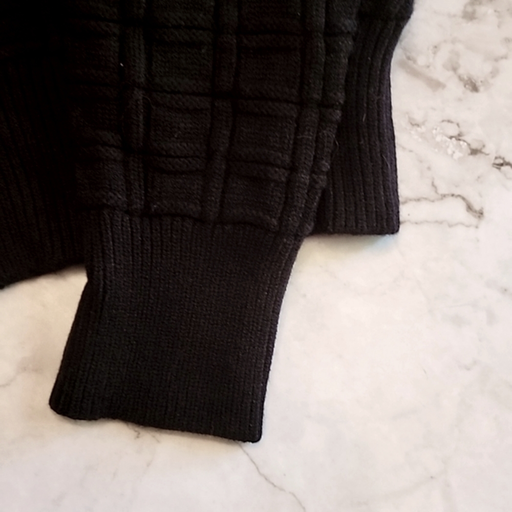Men's small black turtleneck textured sweater - Picture 3 of 3